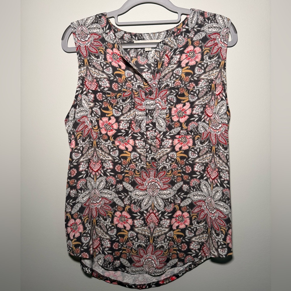 Loft Spring Floral Lightweight Sleeveless Blouse-Pink Flower Flowy Office Wear S